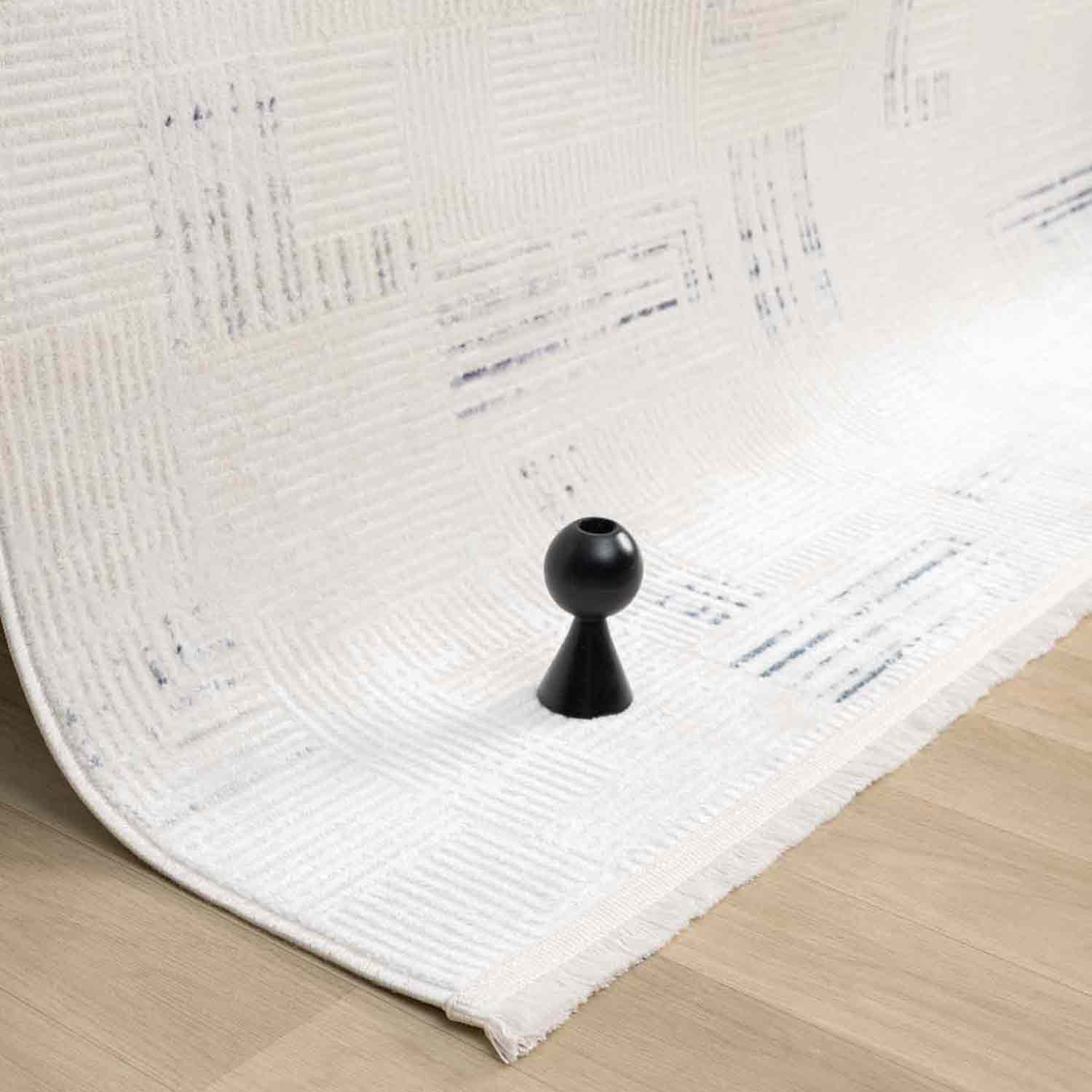 Beyaz Mavi Detaylı Geometrik Modern Halı-Pera Halı