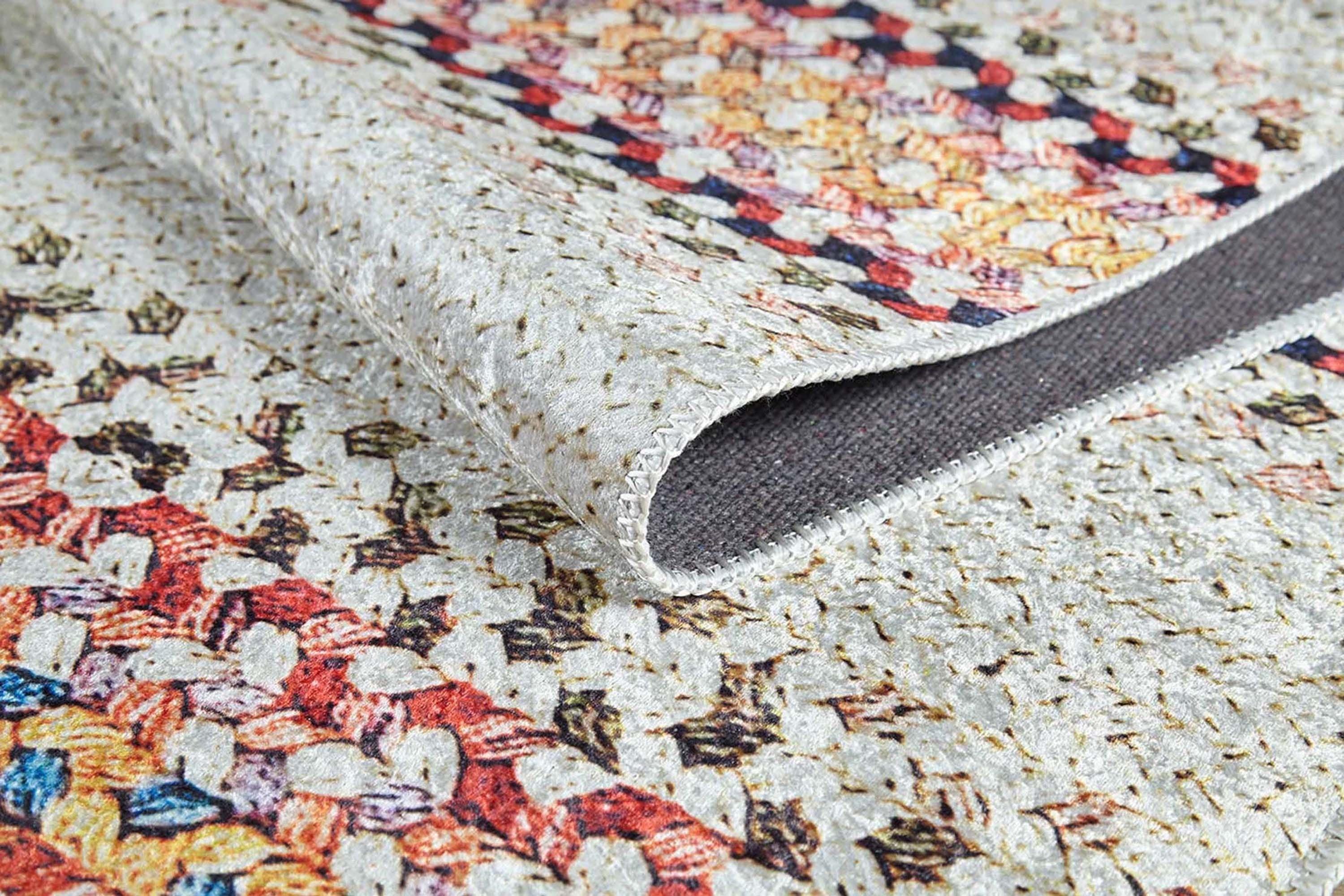 Beyaz Renkli Çizgili Düz Dokuma Halı-Pera Halı