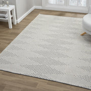 Beyaz Siyah Melanj Baklava Desenli Modern Halı-Pera Halı