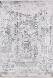 Beyaz ve Açık Gri Eskitme Desenli Halı-Pera Halı