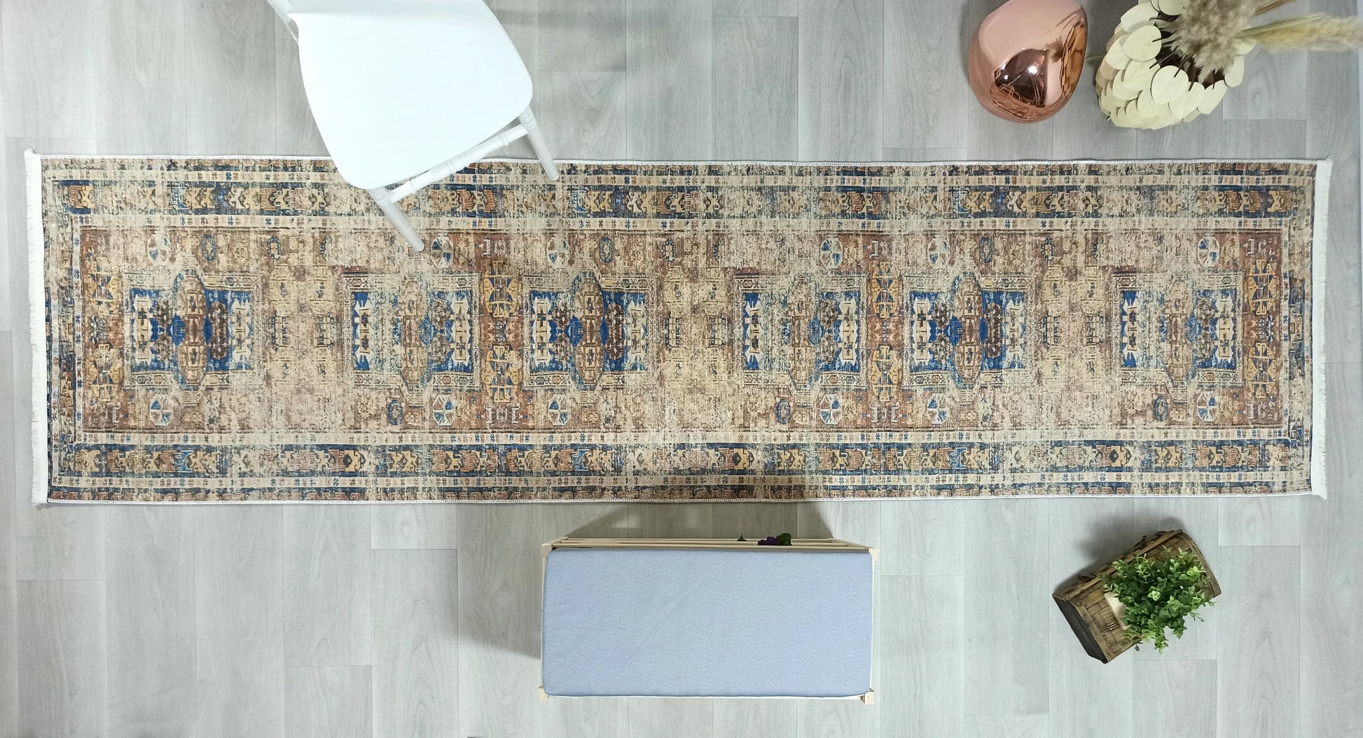 Bohem Mavi Bej Otantik Halı-Pera Halı