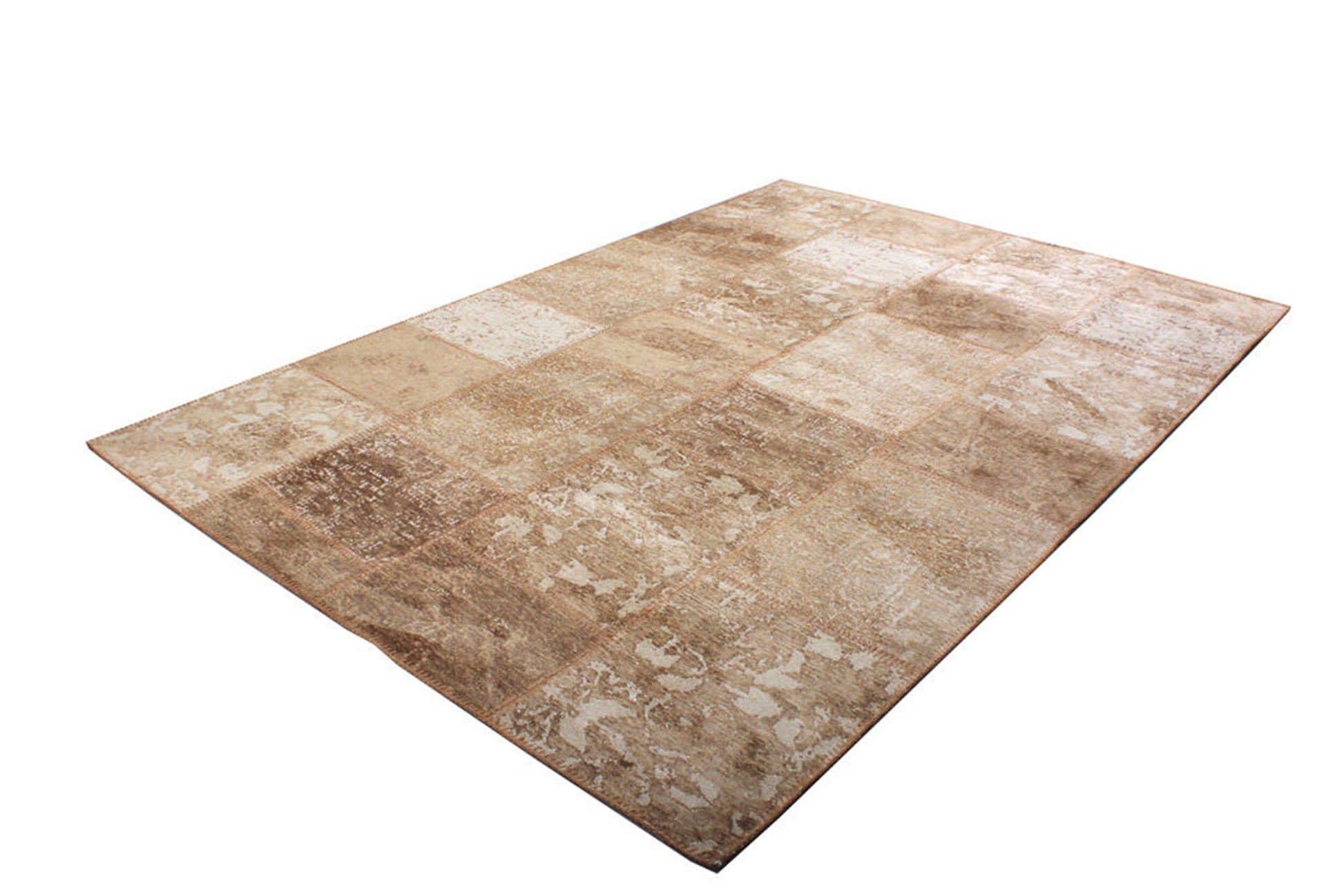 Eskitme Patchwork Açık Kahverengi Halı - Pera Halı