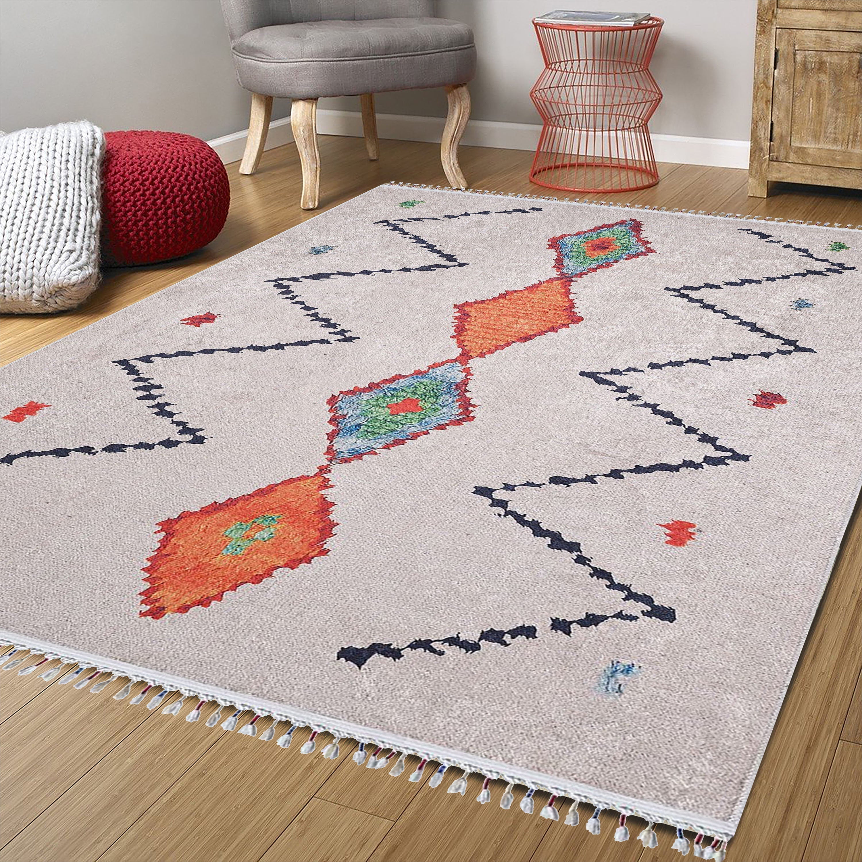 Fas Tarzı Beyaz Kilim Halı - Pera Halı