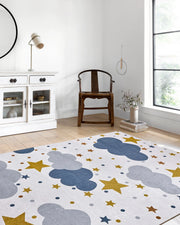 Bulut Yıldız Gri Çocuk Halısı-Pera Halı