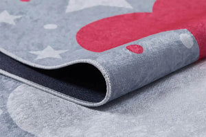 Bulut Yıldız Gri Kırmızı Çocuk Halısı