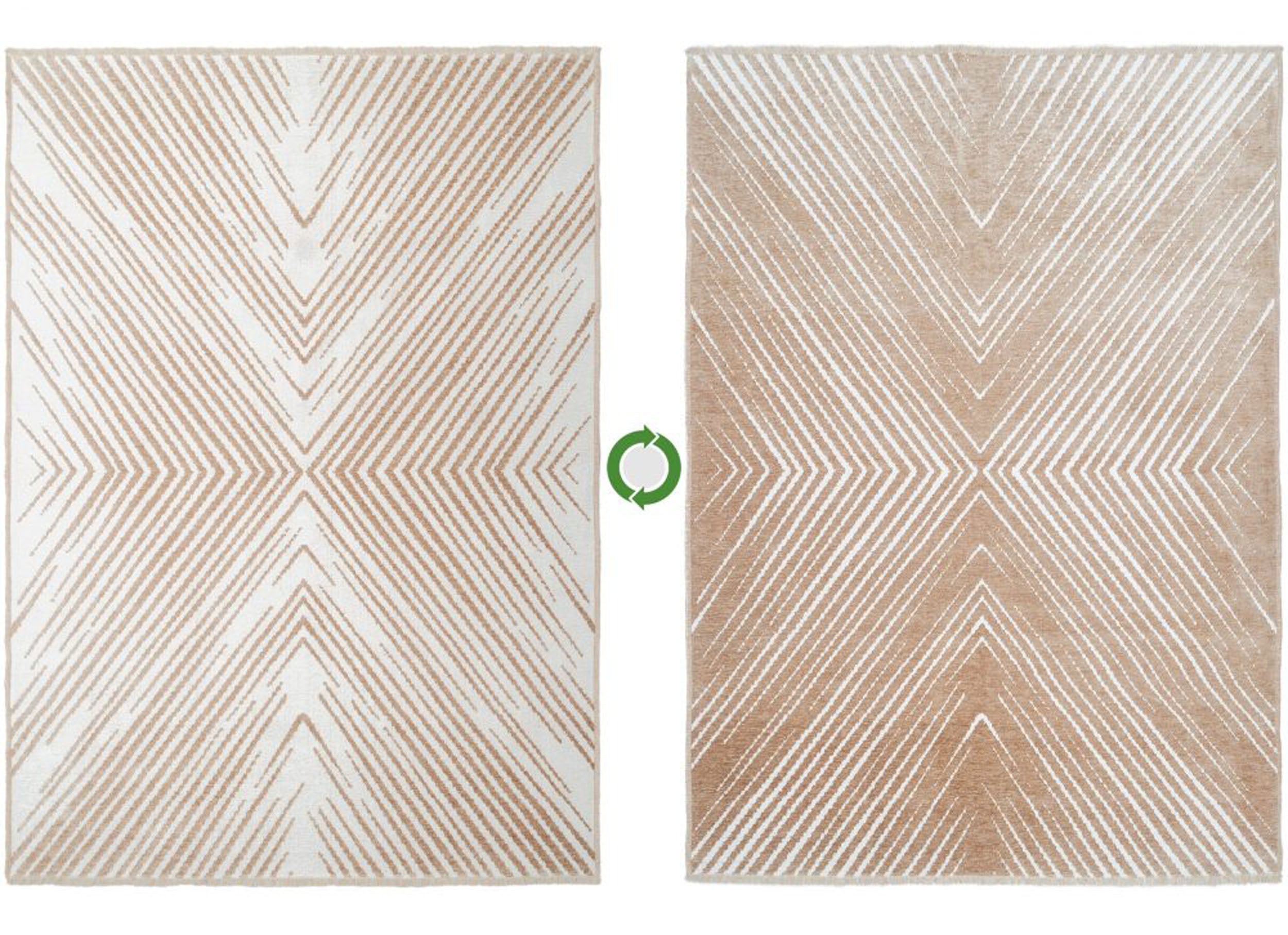 Çift Taraflı Bej ve Krem Modern İskandinav Geometrik Desen Halı