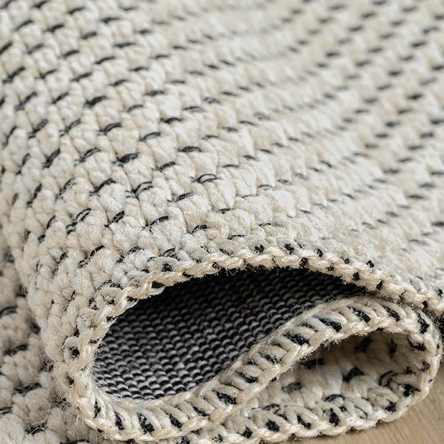 Beyaz Krem Siyah Melanj Noktalı Modern Halı