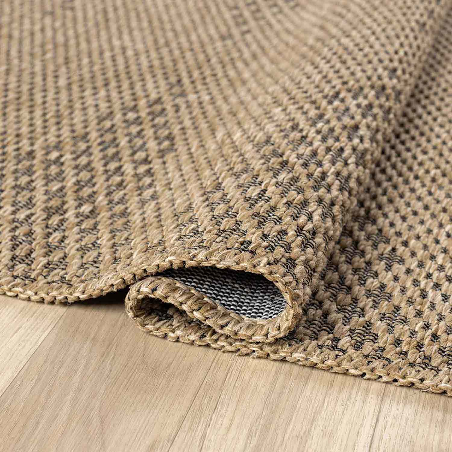 Kahve Bej Siyah Melanj Baklava Desenli Modern Halı