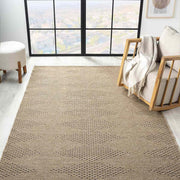 Kahve Bej Siyah Melanj Baklava Desenli Modern Halı