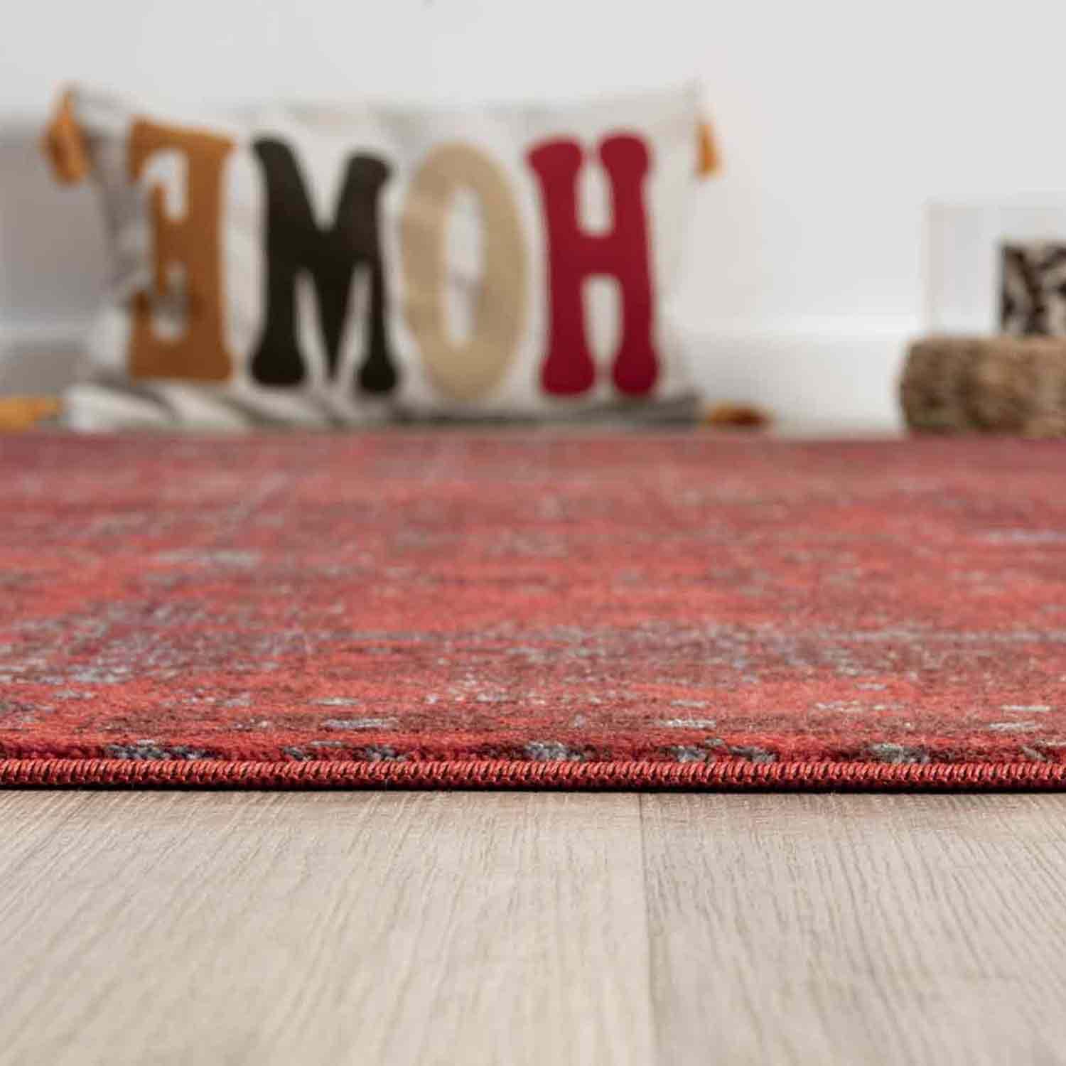 Canlı Bordo Kırmızı Otantik Ağaç Motifli Vintage Halı