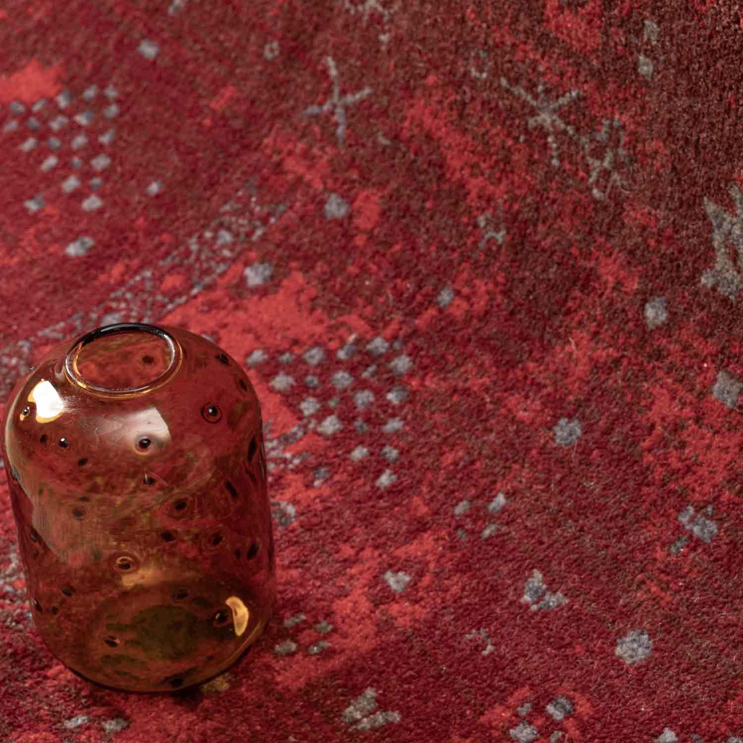 Canlı Bordo Kırmızı Otantik Ağaç Motifli Vintage Halı