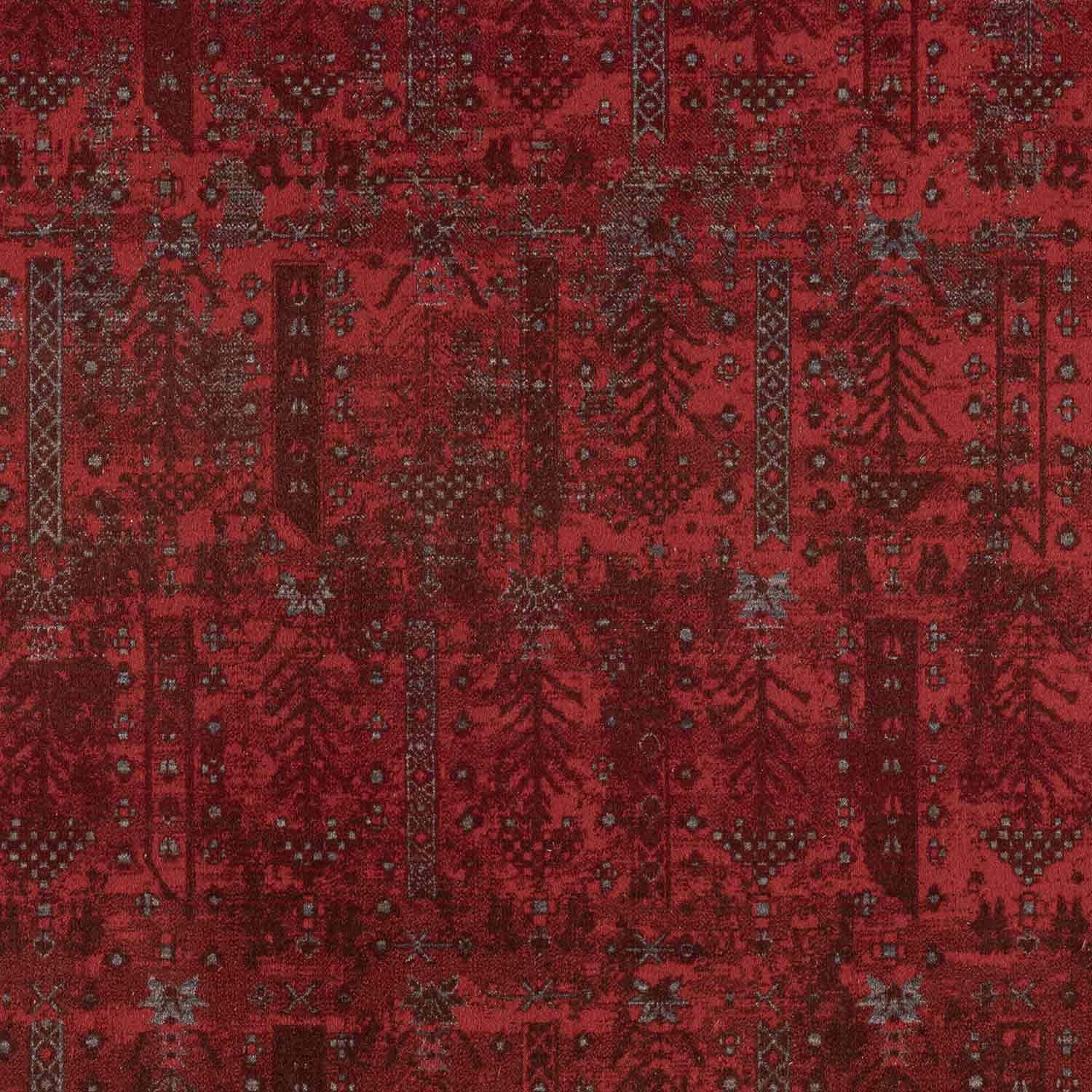 Canlı Bordo Kırmızı Otantik Ağaç Motifli Vintage Halı