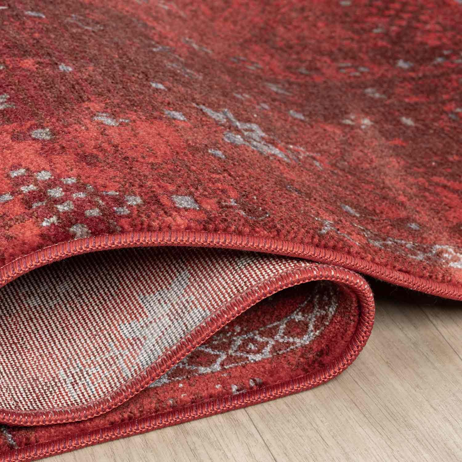 Canlı Bordo Kırmızı Otantik Ağaç Motifli Vintage Halı