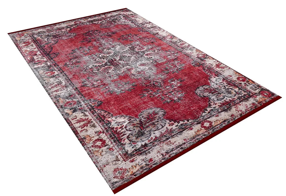 Canlı Kırmızı Klasik Eskitme Halı-Pera Halı