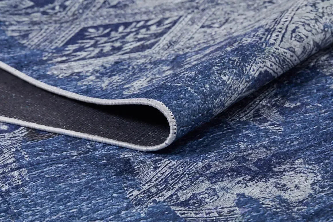 Canlı Mavi Beyaz Modern Geometrik Halı