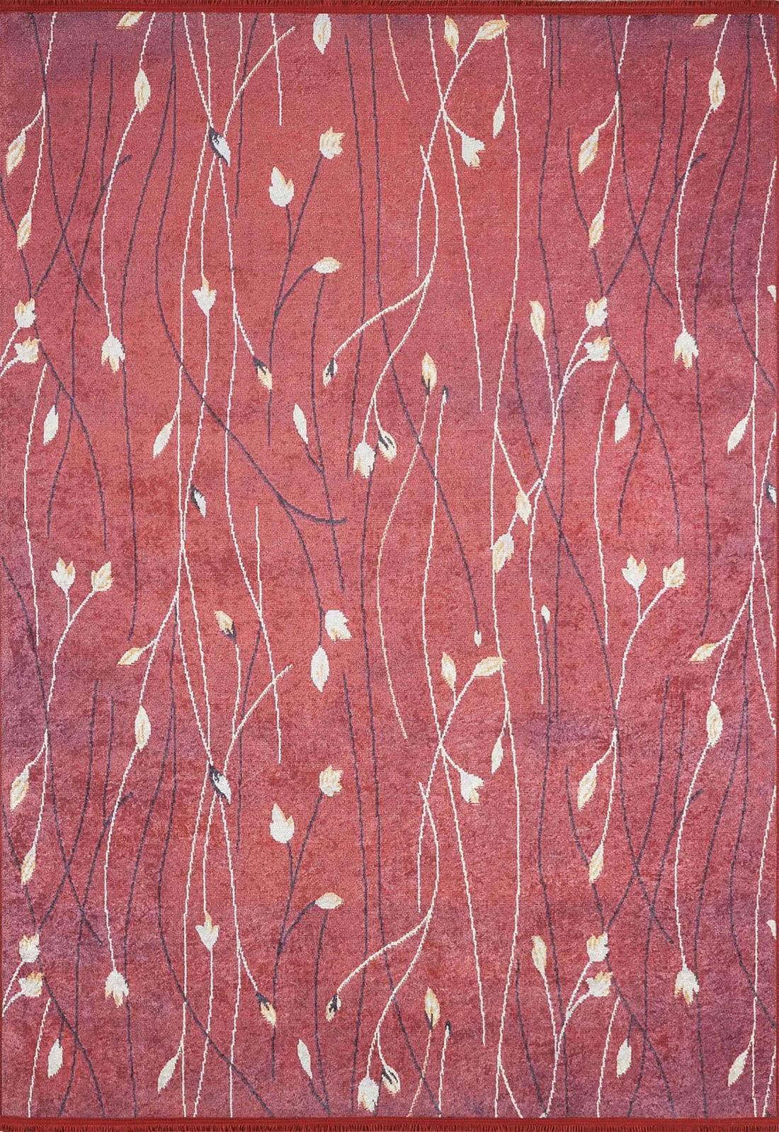 Çiçek Desenli Kırmızı Kilim Halı-Pera Halı