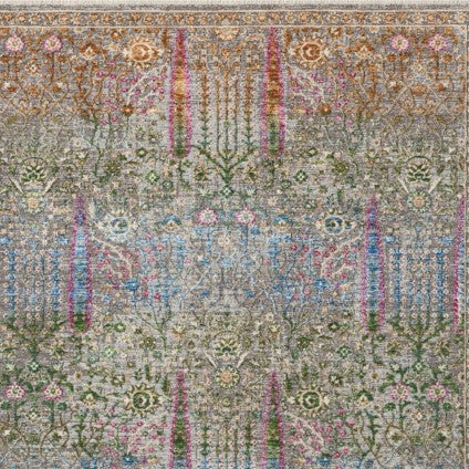 Çok Renkli Simetrik Klasik Eskitme Halı-Pera Halı