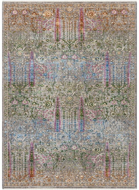 Çok Renkli Simetrik Klasik Eskitme Halı-Pera Halı