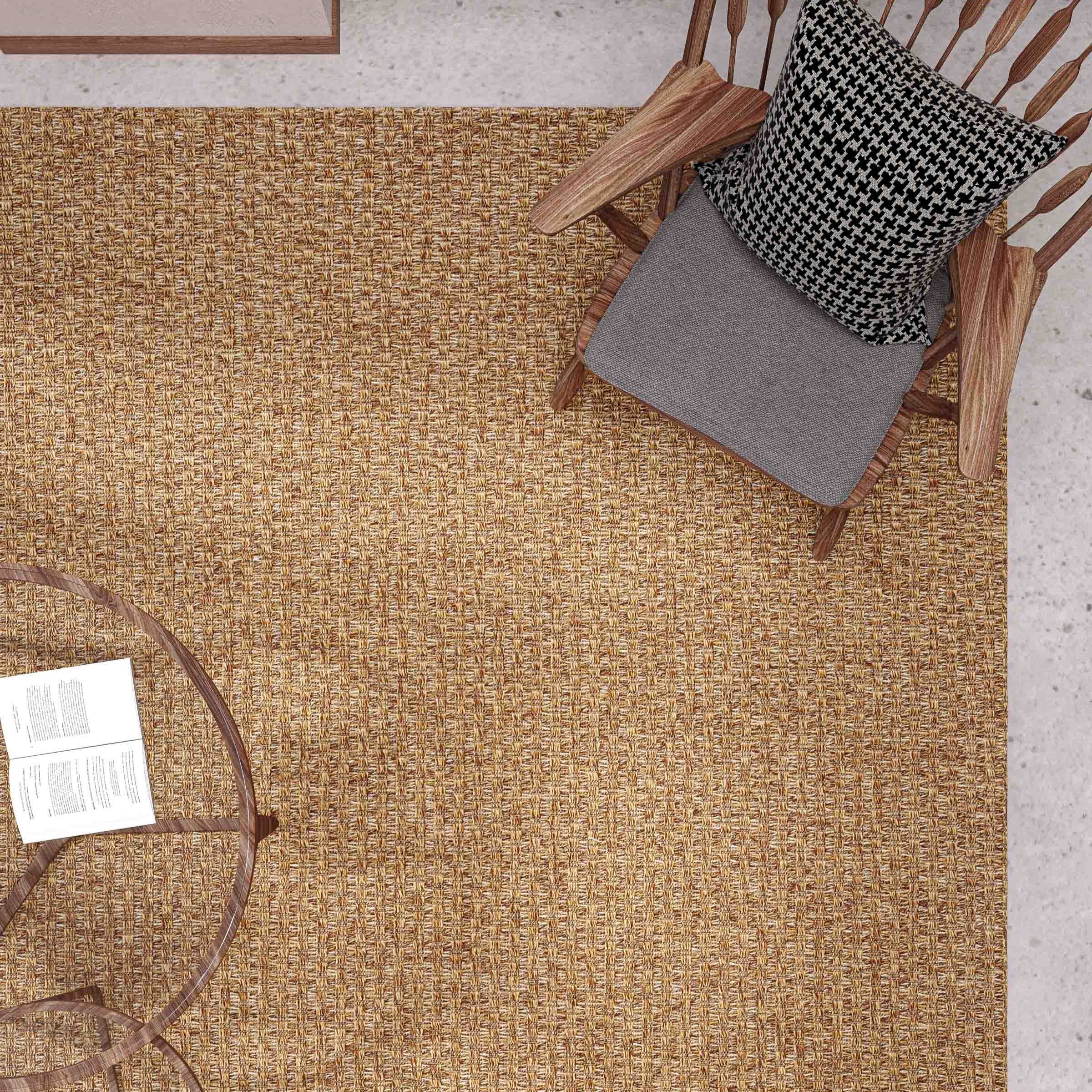 Kahve Toprak Tonlarında Hasır Dokulu Modern Halı