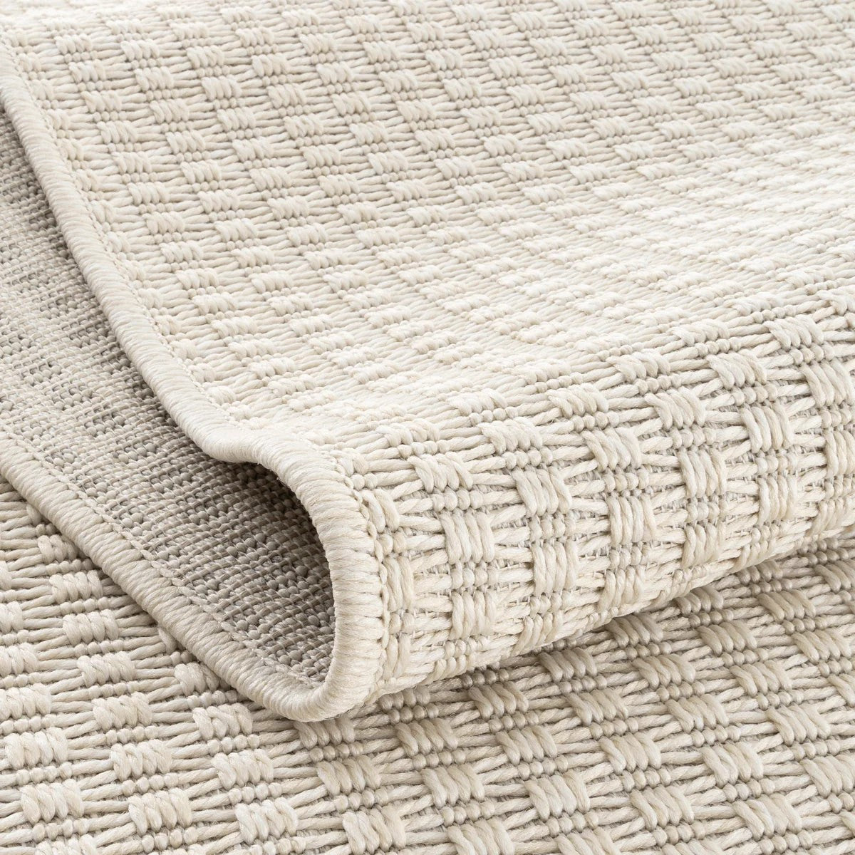 Krem Beyaz Hasır Dokulu Modern Halı