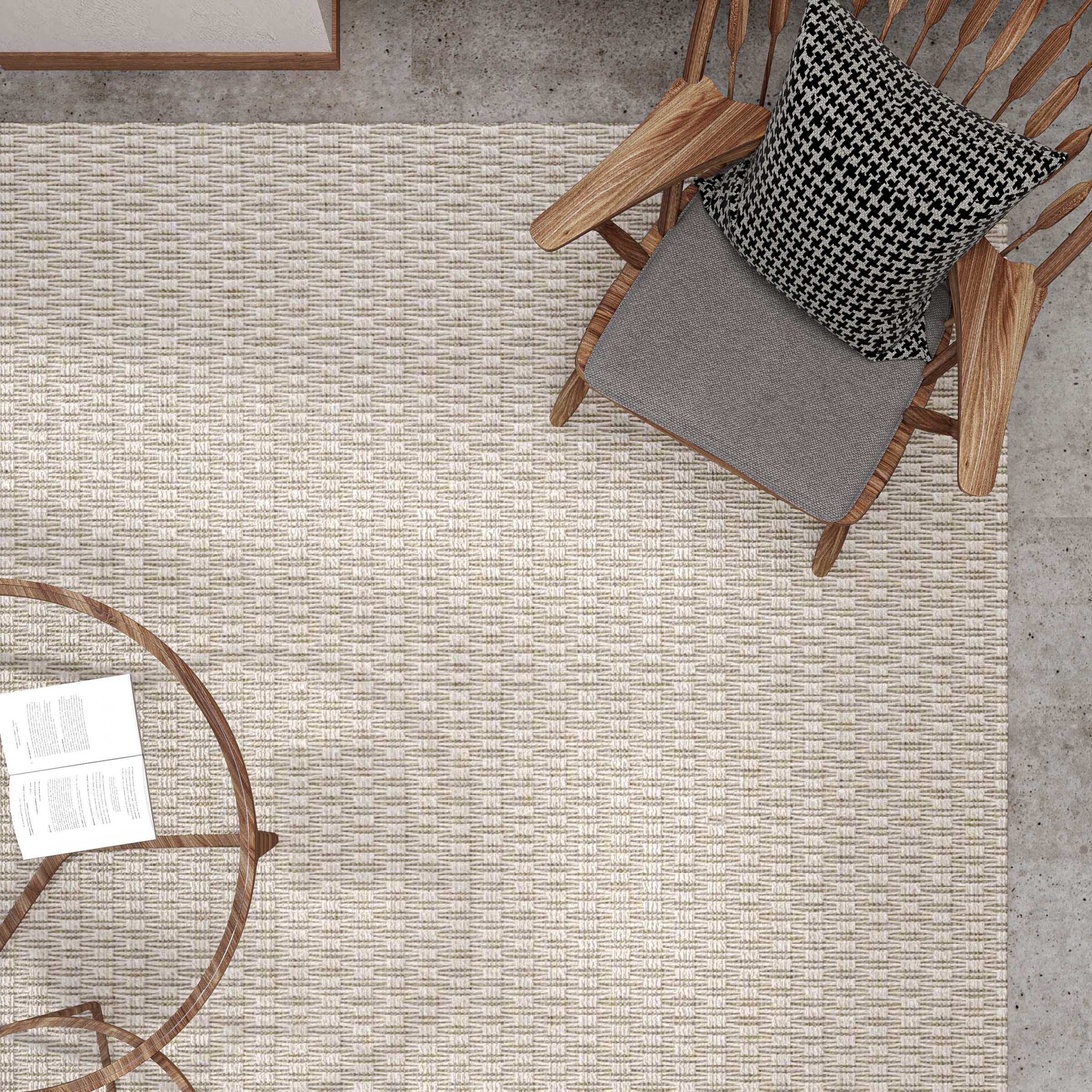 Krem Beyaz Hasır Dokulu Modern Halı