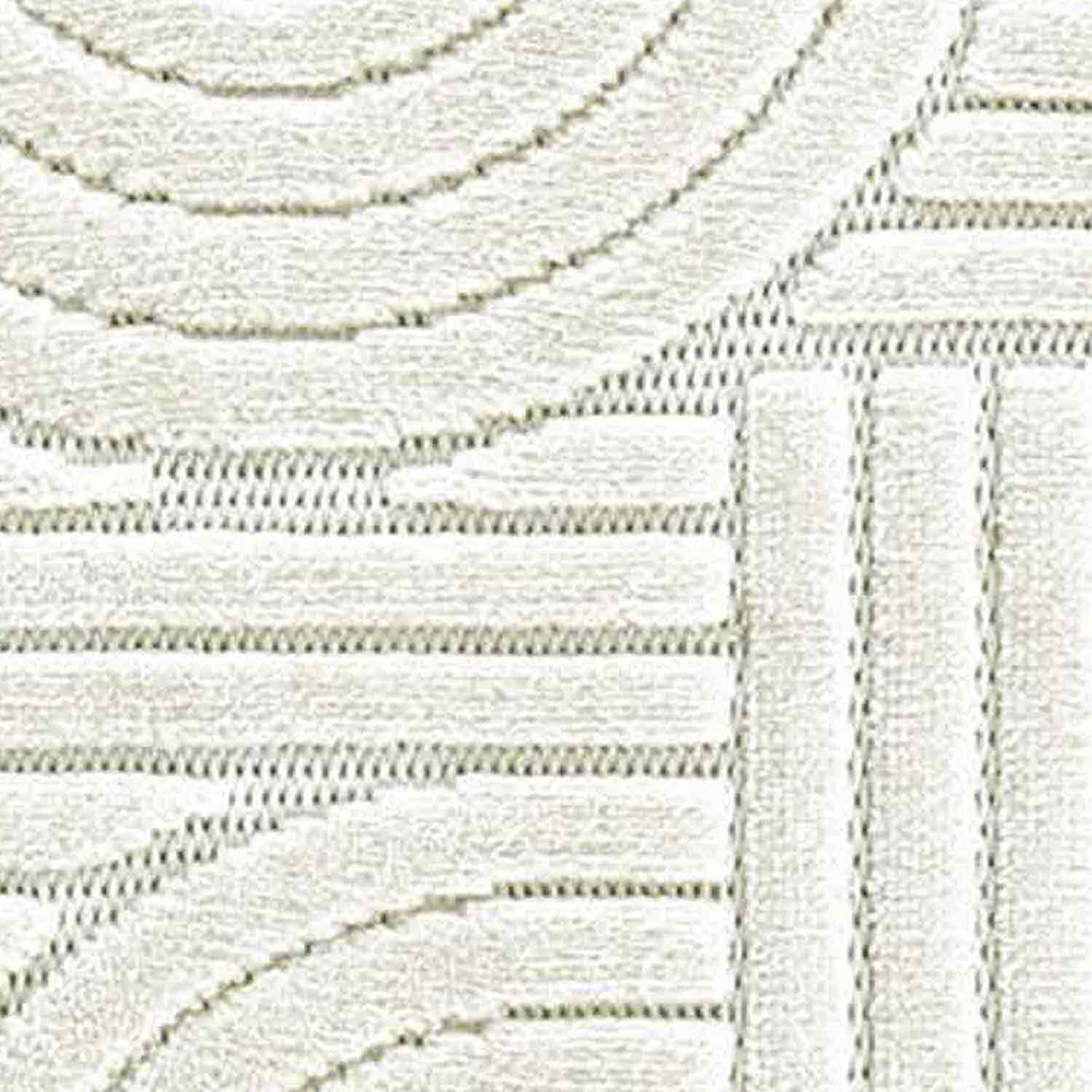 Krem Beyaz Geometrik Desenli Modern Halı