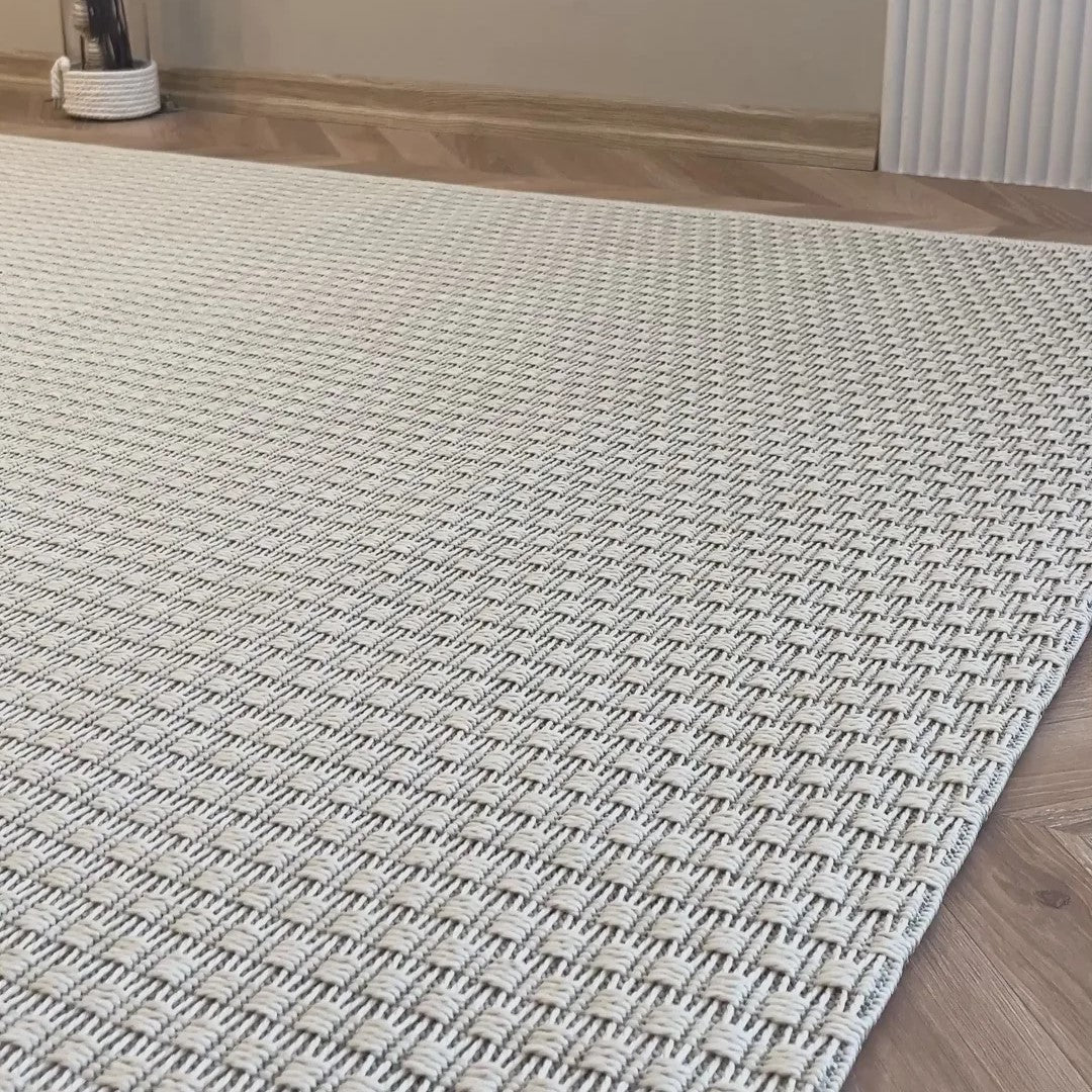 Düz Açık Gri Hasır Dokulu Modern Halı-Pera Halı