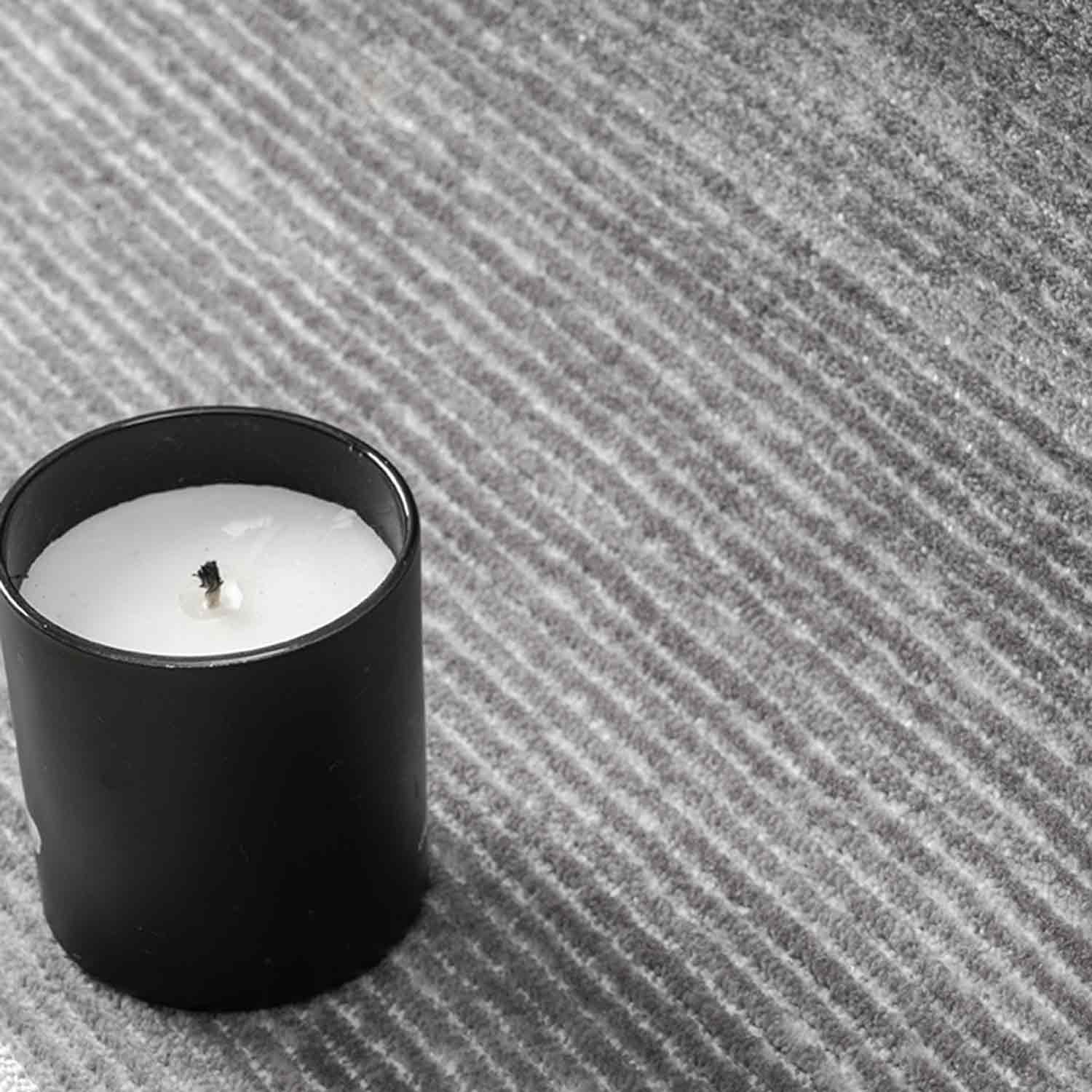 Düz Antrasit Gri Yatay Çizgili Modern Halı-Pera Halı