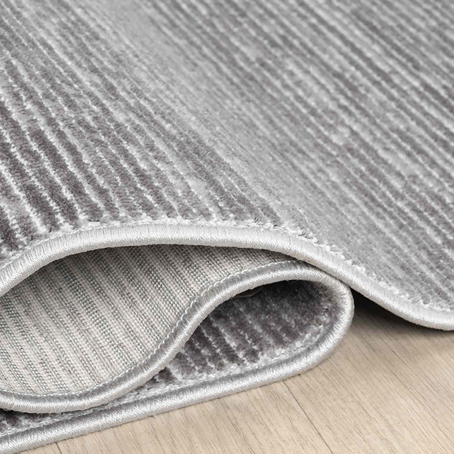 Düz Antrasit Gri Yatay Çizgili Modern Halı-Pera Halı