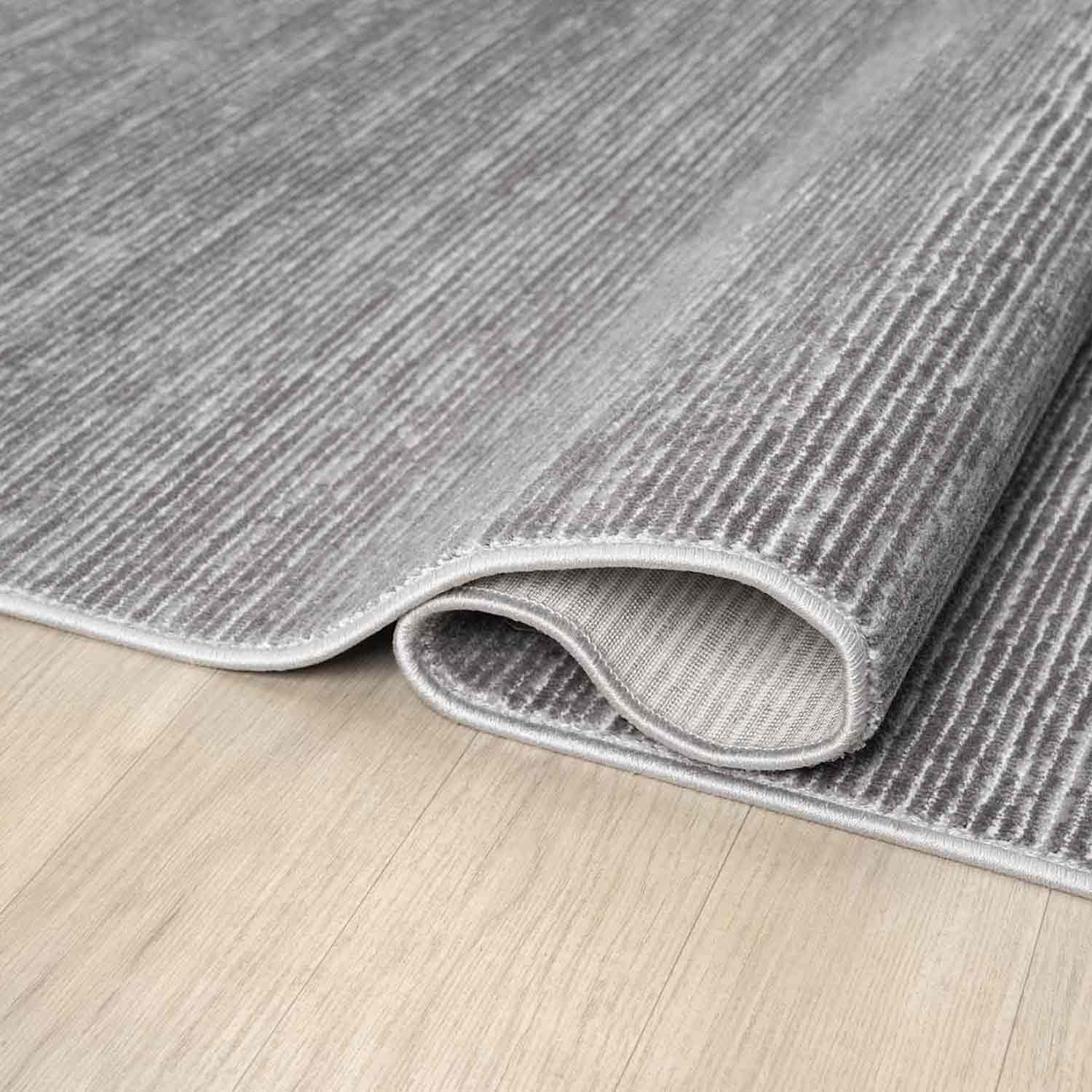 Düz Antrasit Gri Yatay Çizgili Modern Halı-Pera Halı