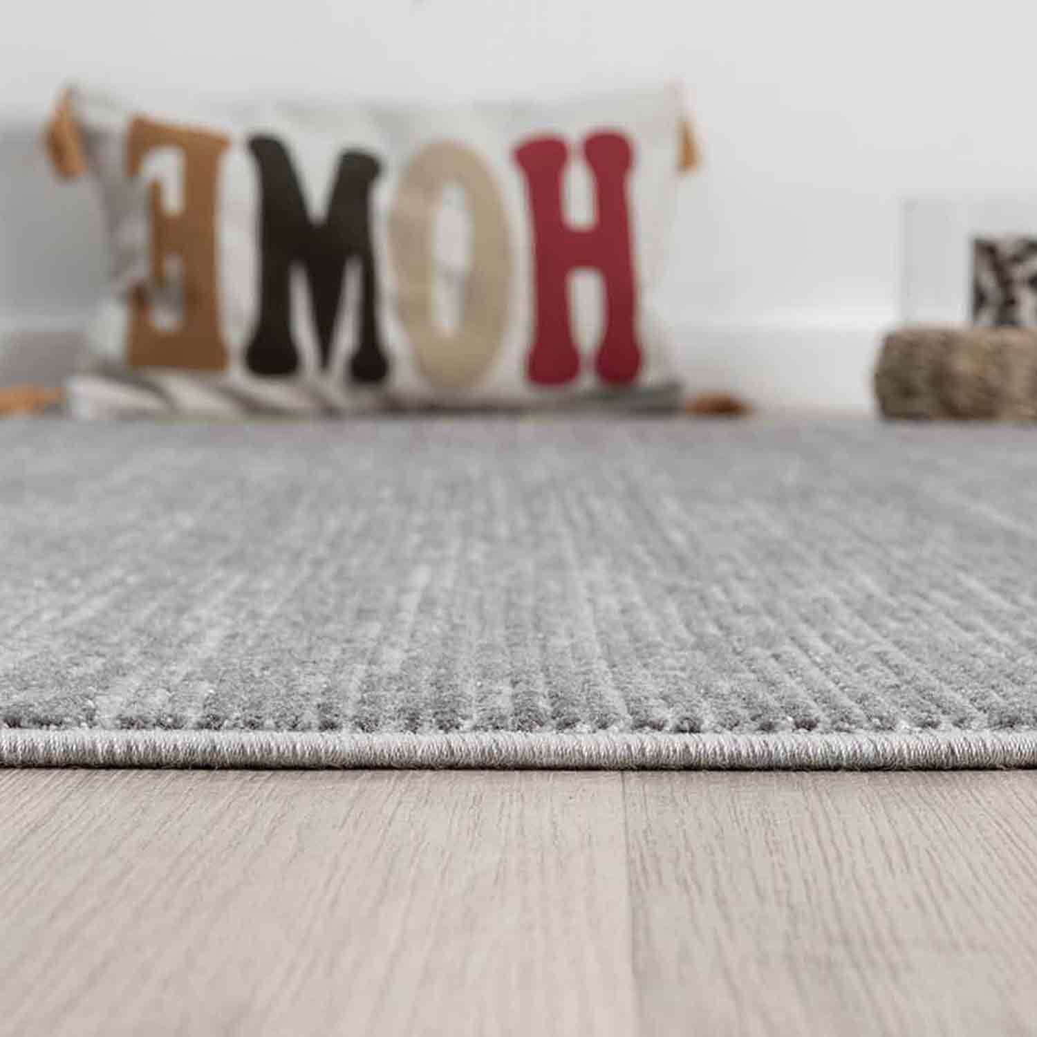 Düz Antrasit Gri Yatay Çizgili Modern Halı-Pera Halı