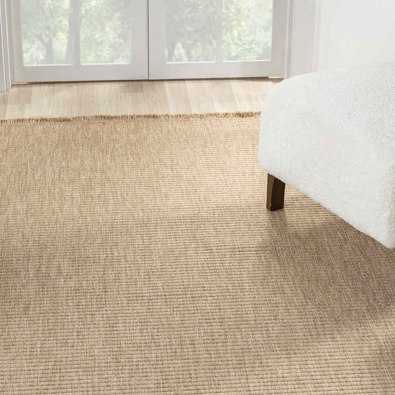 Düz Bej Kahve Tonlarında Hasır Dokulu Halı-Pera Halı