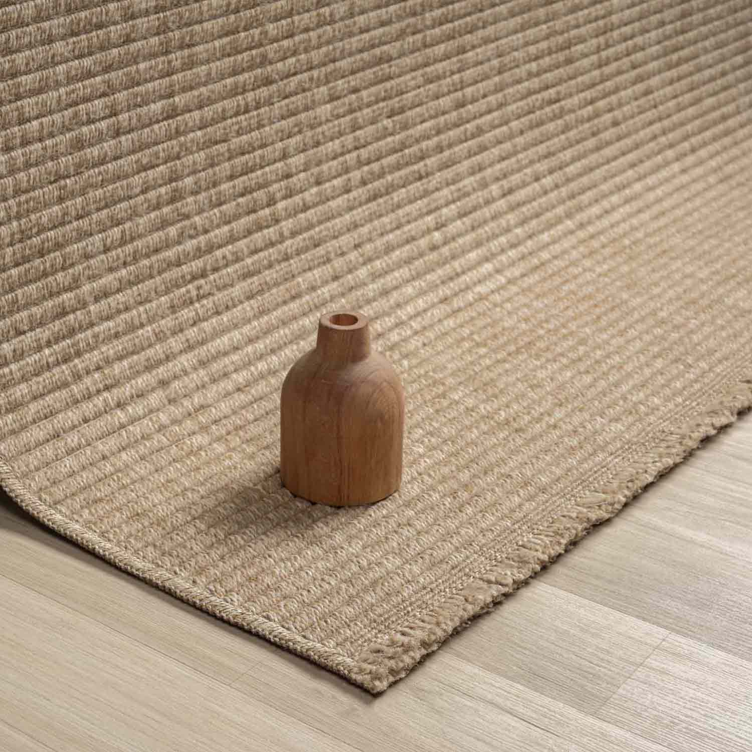 Düz Bej Kahve Tonlarında Hasır Dokulu Halı-Pera Halı