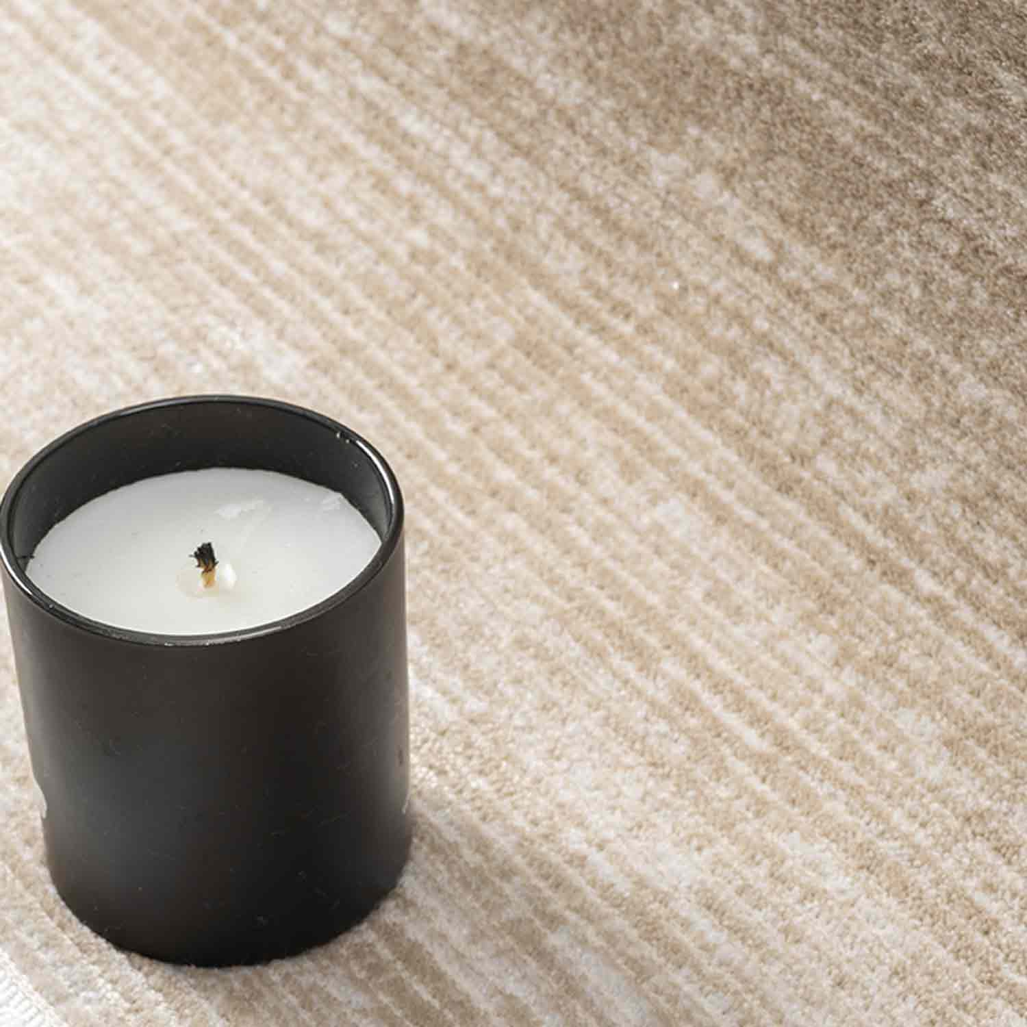 Düz Bej Kahve Yatay Çizgili Modern Halı-Pera Halı