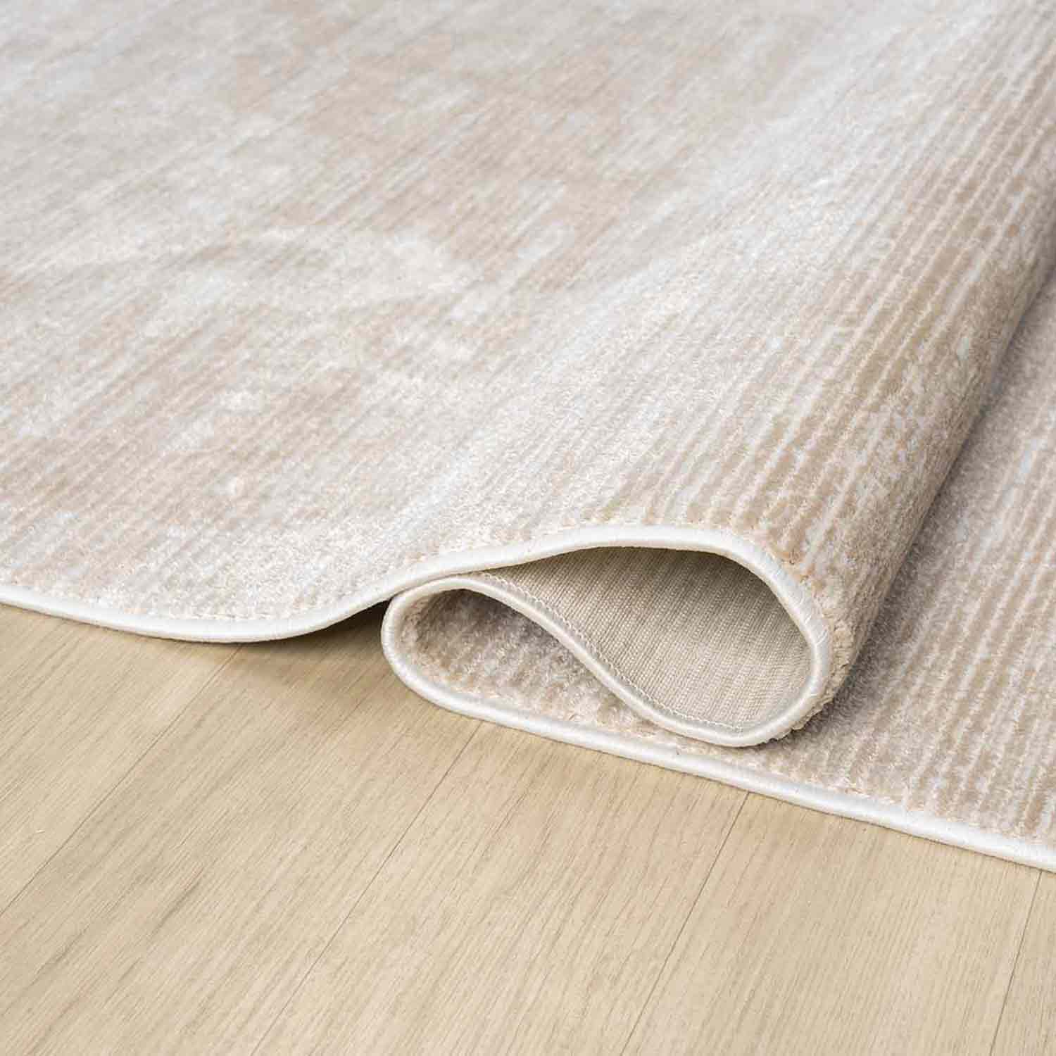 Düz Bej Kahve Yatay Çizgili Modern Halı-Pera Halı