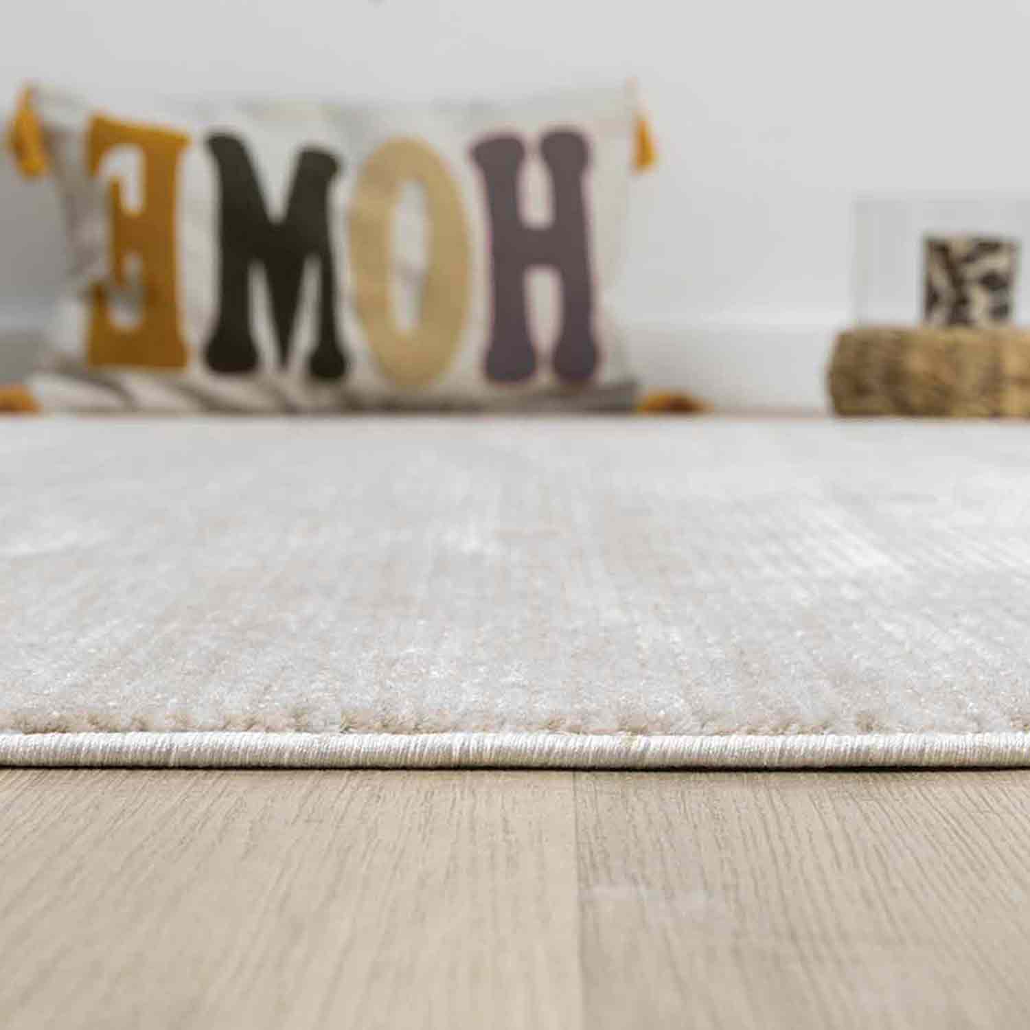 Düz Bej Kahve Yatay Çizgili Modern Halı-Pera Halı