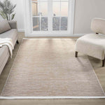 Düz Bej Kahve Yatay Çizgili Modern Halı