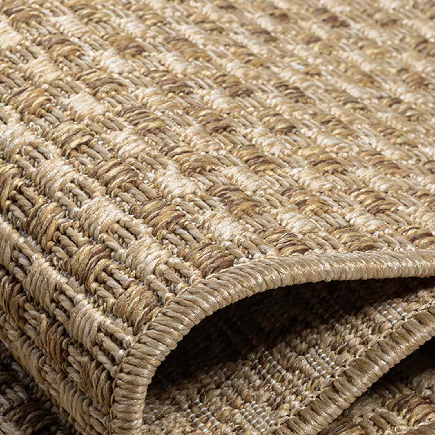 Düz Bej Kareli Hasır Dokuma Modern Halı-Pera Halı