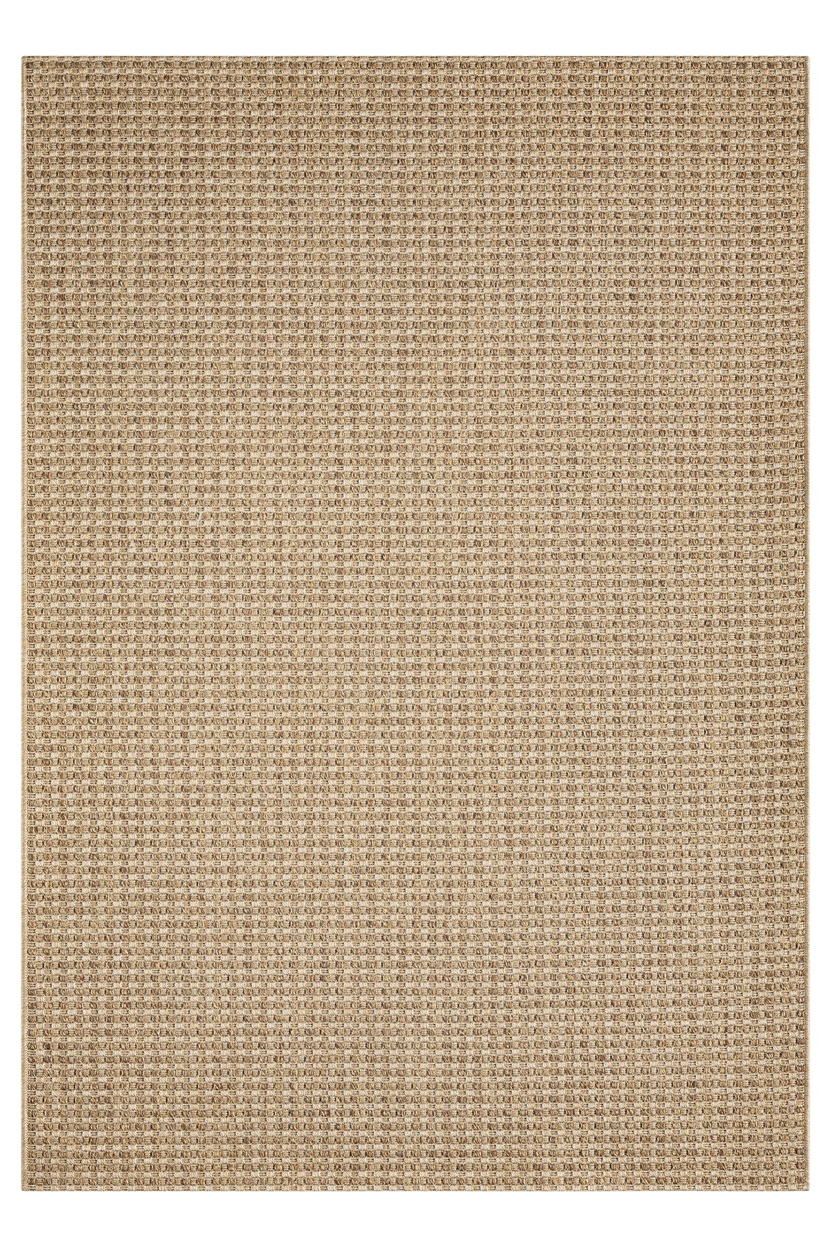 Düz Bej Kareli Hasır Dokuma Modern Halı-Pera Halı