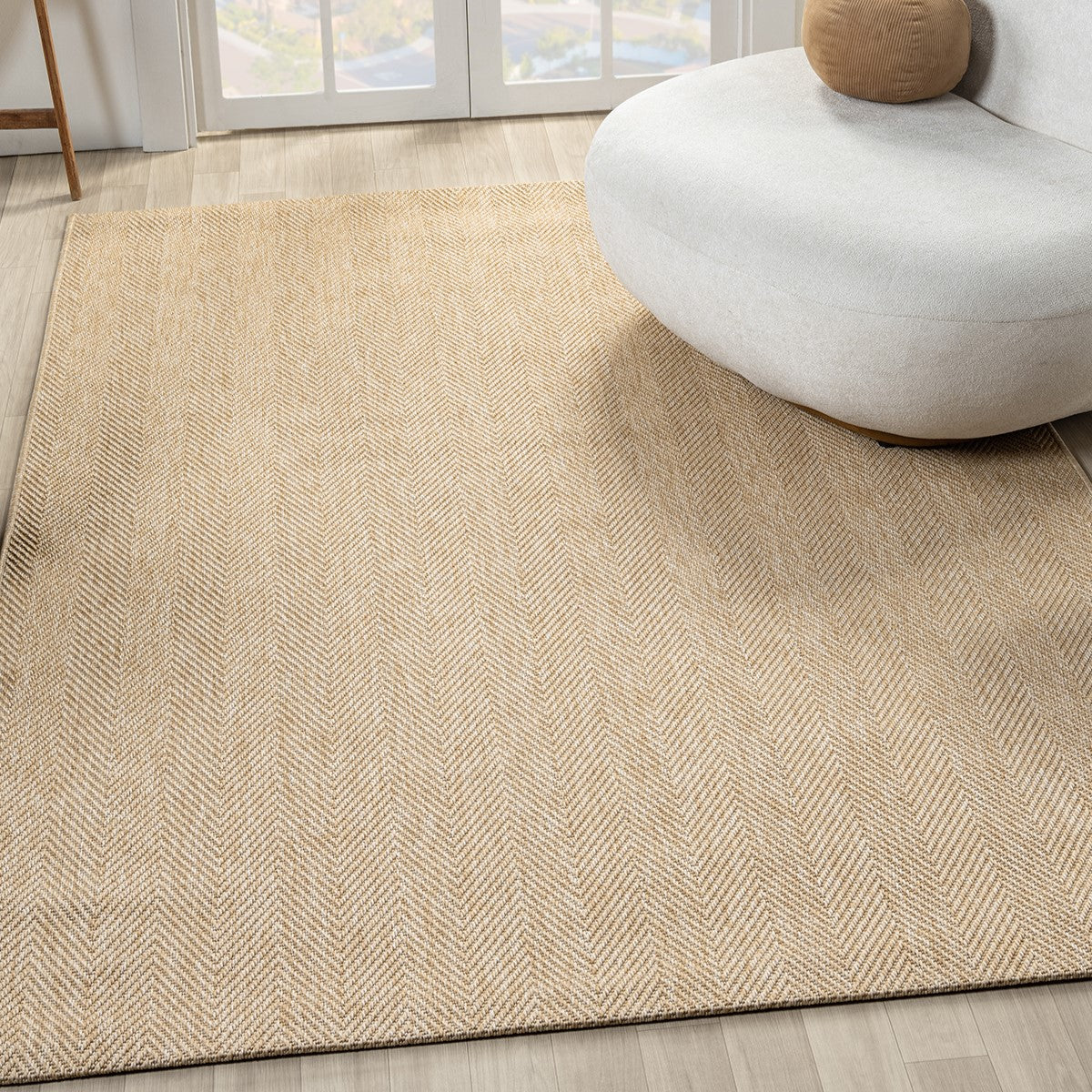 Düz Bej Kılçık Desenli Modern Halı-Pera Halı