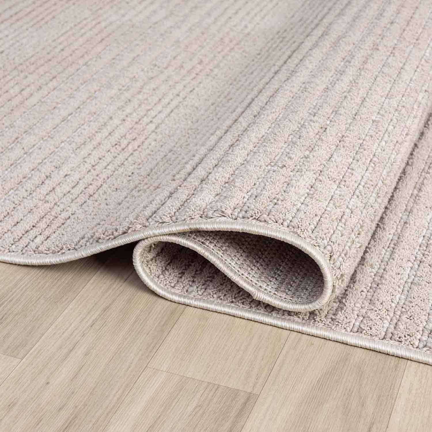 Düz Bej Yatay Çizgili Modern Halı-Pera Halı