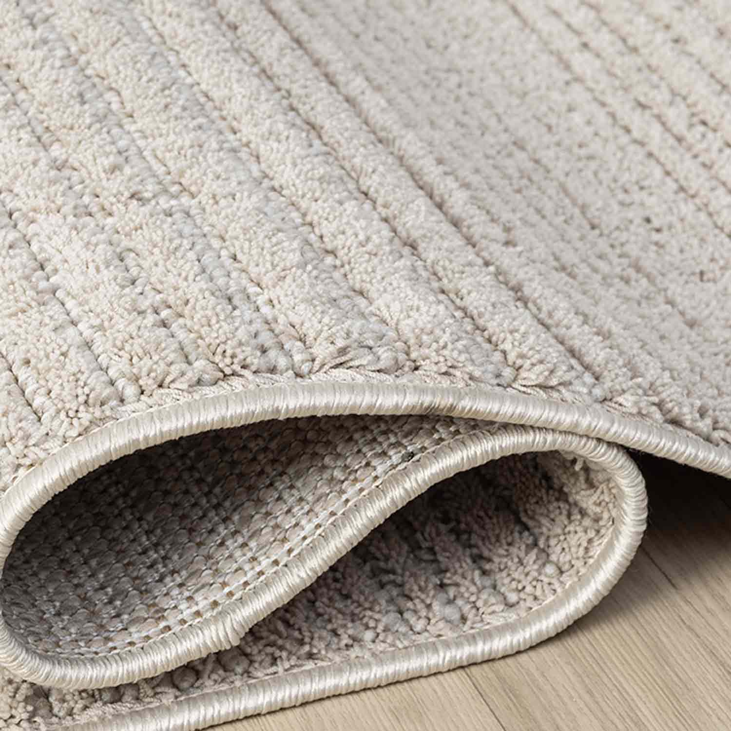 Düz Bej Yatay Çizgili Modern Halı-Pera Halı