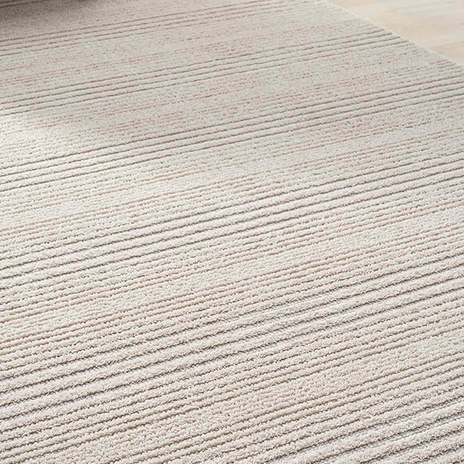 Düz Bej Yatay Çizgili Modern Halı-Pera Halı