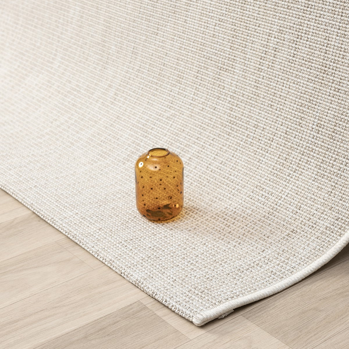 Düz Krem Bej Dokuma Görünümlü Modern Halı-Pera Halı