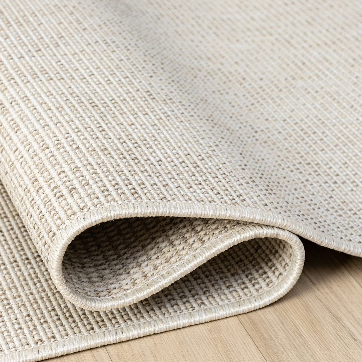 Düz Krem Bej Dokuma Görünümlü Modern Halı-Pera Halı