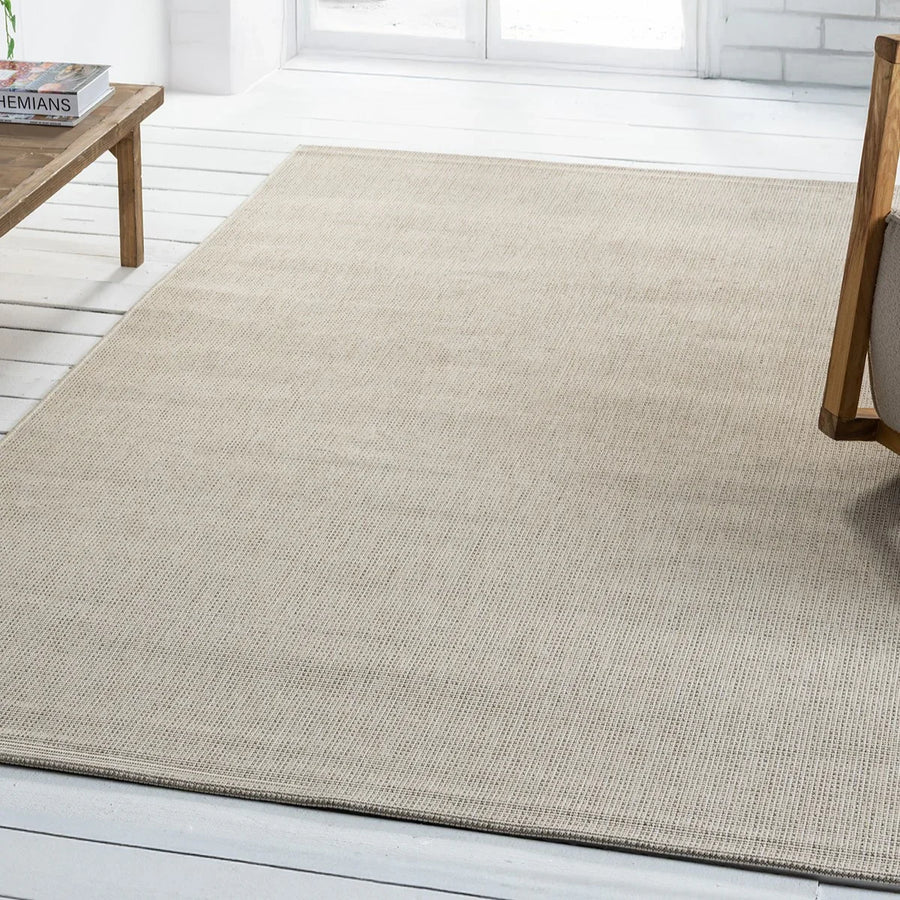 Plain Cream Beige Woven Look Modern Carpet