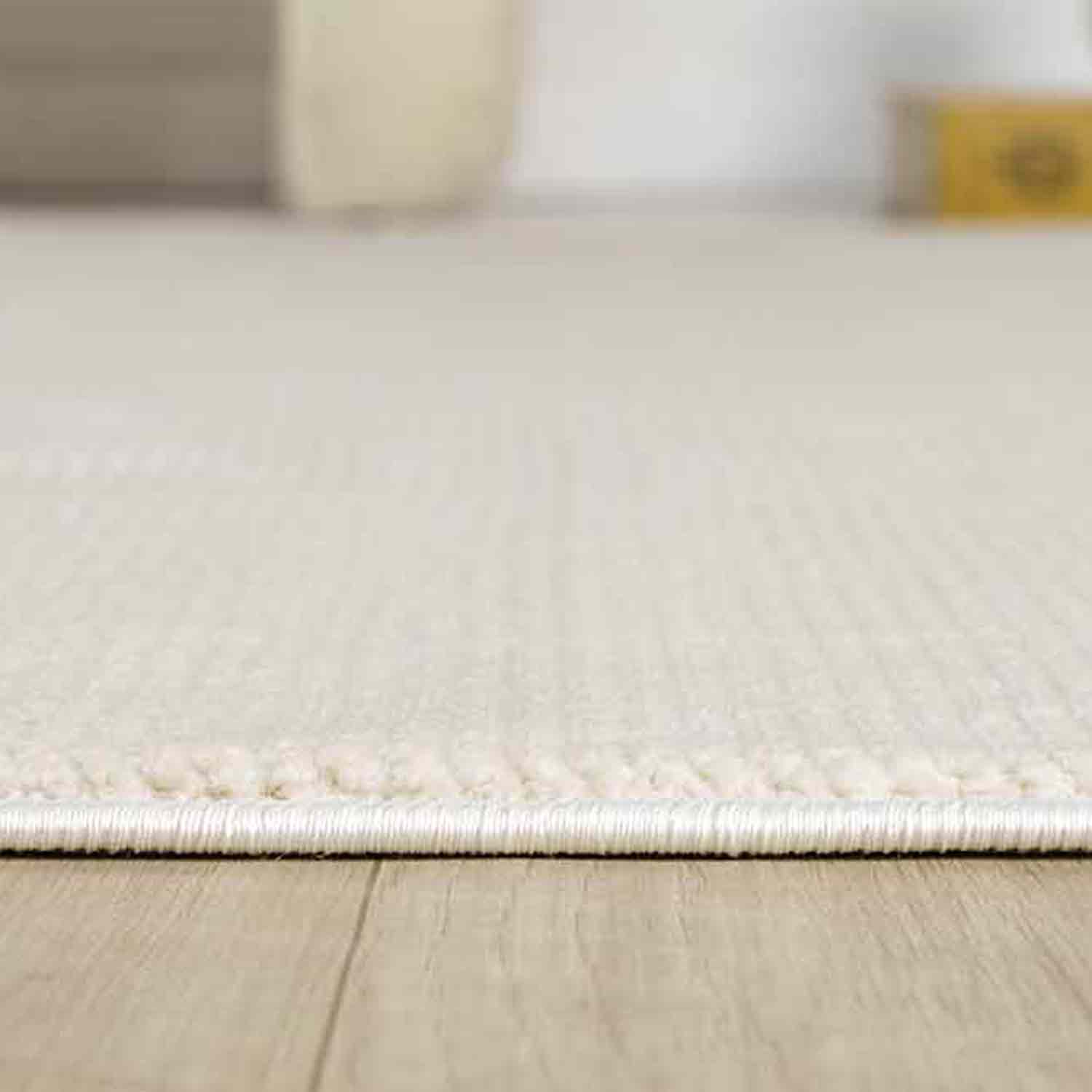 Düz Krem Bej Sade Dikey Çizgili Modern Yıkanabilir Halı-Pera Halı