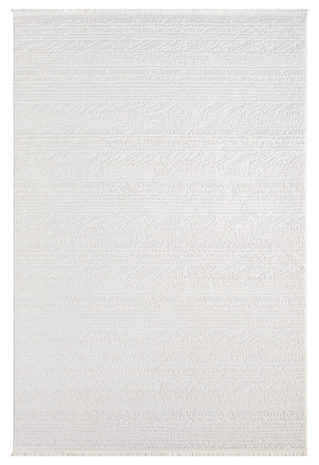 Düz Krem Beyaz Şeritli Modern Halı-Pera Halı