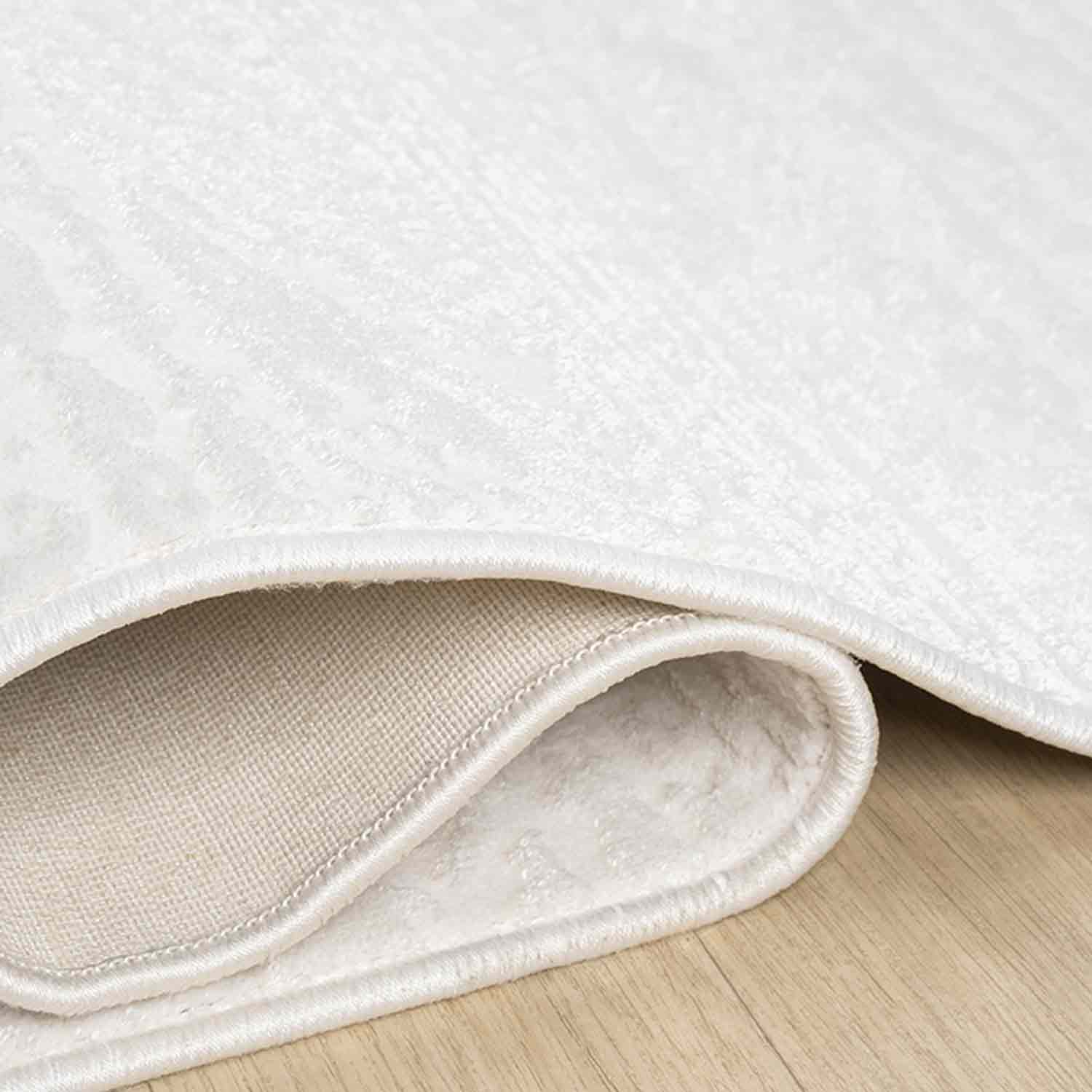 Düz Krem Beyaz Şeritli Modern Halı-Pera Halı