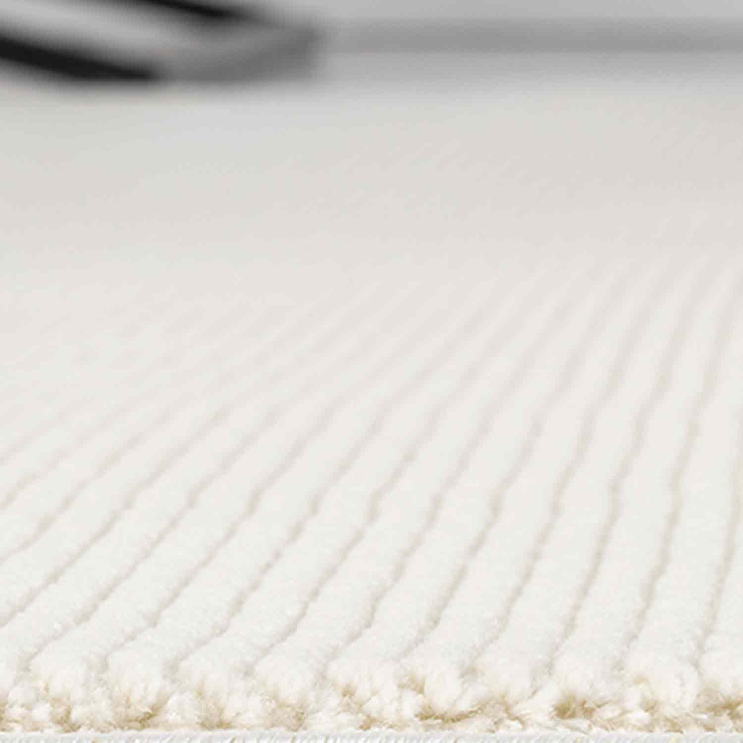 Düz Krem Sade Dikey Çizgili Modern Yıkanabilir Halı-Pera Halı